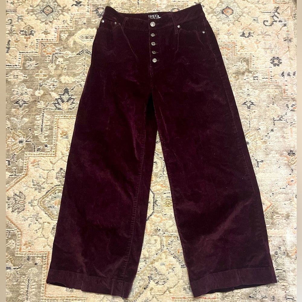 TIME AND TRUE Wine colored wide leg corduroy jeans